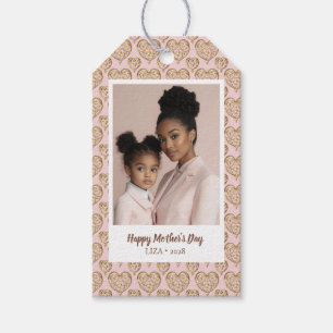 Modernes Rosa Golden Hearts Mother Day Foto Geschenkanhänger