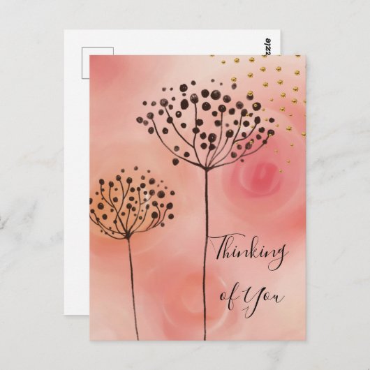 Modernes rosa Goldenes Denken Postkarte (Vorne/Hinten)