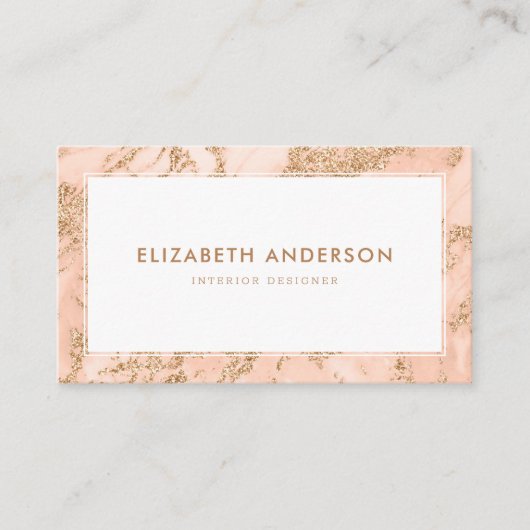 Modernes rosa Goldmarmor Beruflich Visitenkarte (Vorderseite)