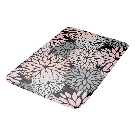 Modernes Rosa Grau Dahlia Badematte (Schrägansicht)