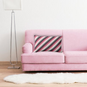 Modernes Rosa Grau Gestreift Lendenkissen