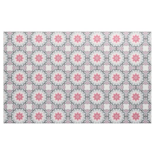 Modernes rosa graues Fretwork Cotton Twill Stoff (Yard (91,4 cm))