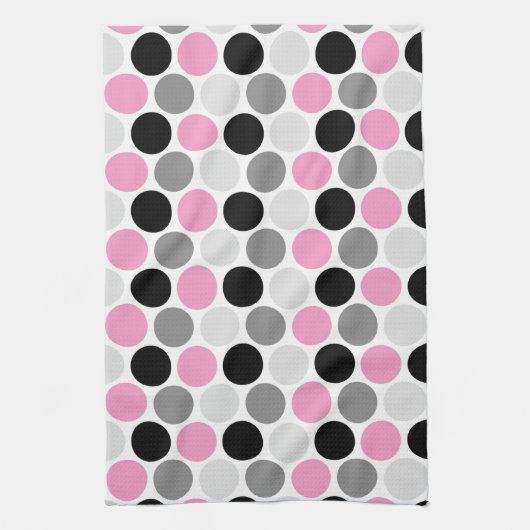 Modernes rosa graues Schwarzes kreist Küchentuch (Vertikal)