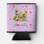 Modernes, rosa, grizzles Bärenmuster Dosenkühler (Vorderseite)