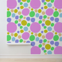 Modernes, rosa, grün, blau und gelb funky-dotty