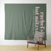 Modernes rosa grünes Bat Mitzvah Foto Hintergrund Wandteppich (Beispiel (Horizontal))