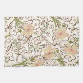 Modernes rosa grünes Blumenmuster Botanisches Must Geschirrtuch (Horizontal)