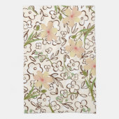 Modernes rosa grünes Blumenmuster Botanisches Must Geschirrtuch (Vertikal)