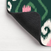 Modernes rosa grünes girly ikat Stammes- Muster Mousepad (Ecke)