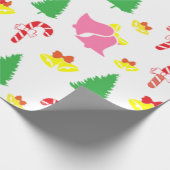 Modernes rosa grünes Weihnachtsmuster Geschenkpapier (Ecke)