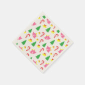 Modernes rosa grünes Weihnachtsmuster Serviette (Ecke)