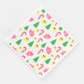 Modernes rosa grünes Weihnachtsmuster Serviette (Ecke)