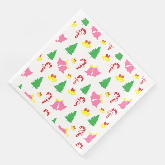 Modernes rosa grünes Weihnachtsmuster Serviette (Ecke)