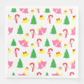 Modernes rosa grünes Weihnachtsmuster Serviette (Vorderseite)