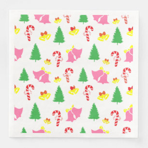 Modernes rosa grünes Weihnachtsmuster Serviette