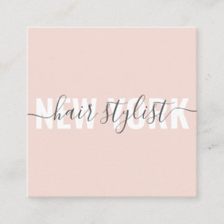 Modernes Rosa-Haarstyllizenskript Quadratische Visitenkarte