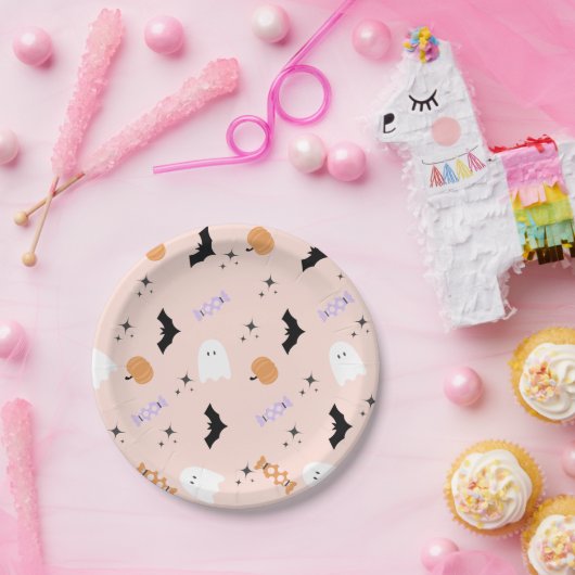Modernes rosa Halloween-Party Pappteller (Party)