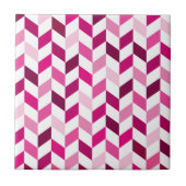 Modernes rosa Herringbone-Muster Fliese (Vorderseite)