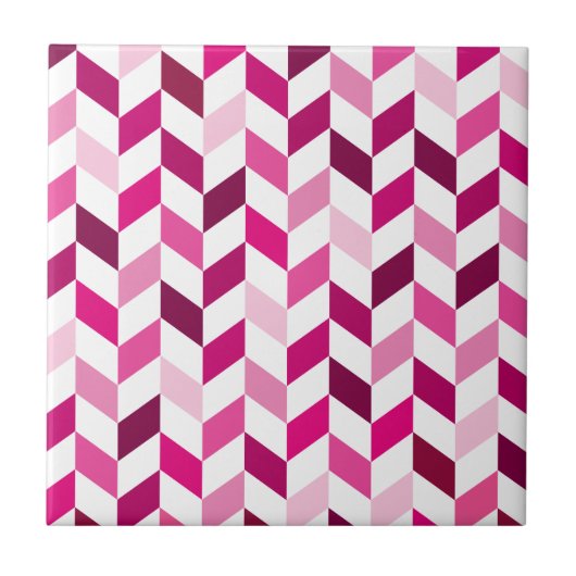 Modernes rosa Herringbone-Muster Fliese (Vorderseite)