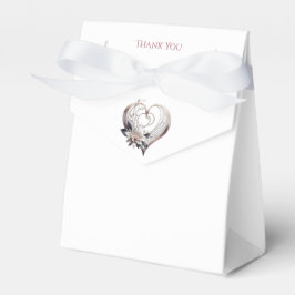 Modernes rosa Herz mit Blume-Hochzeit Vielen Dank Geschenkschachtel