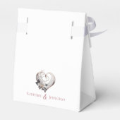 Modernes rosa Herz mit Blume-Hochzeit Vielen Dank Geschenkschachtel (Rückseite)