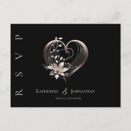 Modernes rosa Herz mit Blume-UAWG-Hochzeit- Postkarte