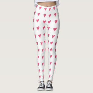 Modernes rosa Herz mit weißem Punktmuster Leggings