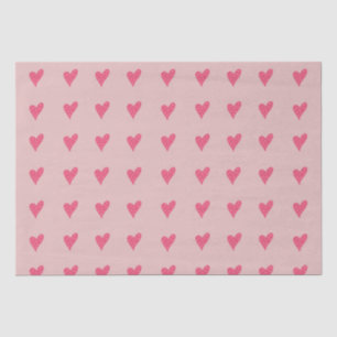 Modernes rosa Herz mit weißem Punktmuster Seidenpapier