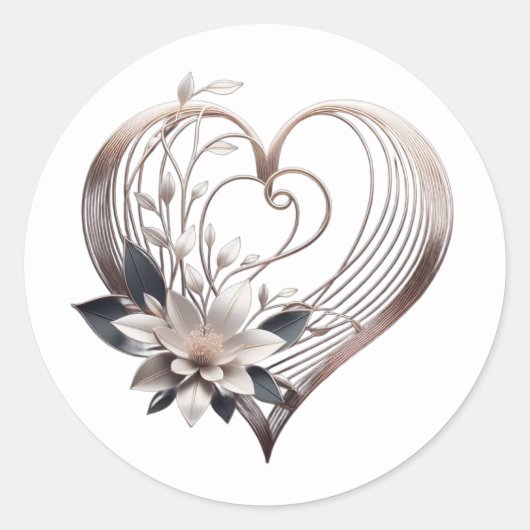 Modernes rosa Herz Runder Aufkleber (Vorderseite)