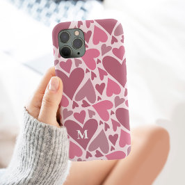 Modernes rosa Herz Valentinstag Monogramm Custom Case-Mate iPhone Hülle