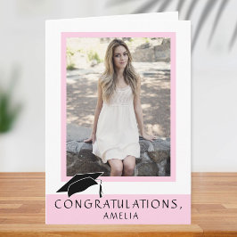 Modernes Rosa Herzlichen Glückwunsch Abschluss Fot Karte
