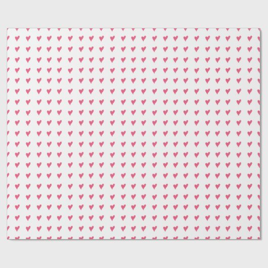 Modernes rosa Herzmuster auf Weiß Geschenkpapier (Flach)