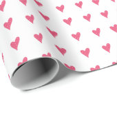 Modernes rosa Herzmuster auf Weiß Geschenkpapier (Rolleneckpunkt)