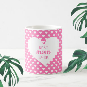 Modernes rosa Herzmuster Beste Mama je Kaffeetasse