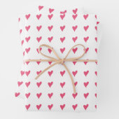 Modernes rosa Herzmuster Handgezeichnet Geschenkpapier Set (Beispiel)