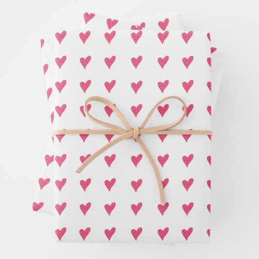 Modernes rosa Herzmuster Handgezeichnet Geschenkpapier Set (Beispiel)