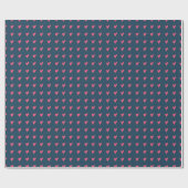 Modernes rosa Herzmuster in dunkelblau Geschenkpapier (Flach)