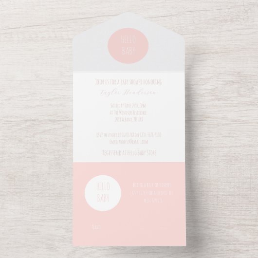 Modernes Rosa in einer Kinderdusche laden ein All In One Einladung (Innen Boden)