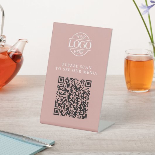 Modernes rosa individuelles Geschäft-Logo QR-Code- Sockelschild (In SItu)
