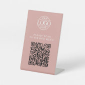 Modernes rosa individuelles Geschäft-Logo QR-Code- Sockelschild (Vorderseite)