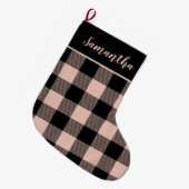 Modernes Rosa Kariert & Name Grosses Weihnachtsfes Großer Weihnachtsstrumpf (Vorderansicht (hängend))