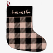 Modernes Rosa Kariert & Name Grosses Weihnachtsfes Großer Weihnachtsstrumpf (Vorderseite)