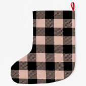 Modernes Rosa Kariert & Name Grosses Weihnachtsfes Großer Weihnachtsstrumpf (Rückseite)