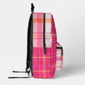 Modernes rosa kariertes Design mit Namen Bedruckter Rucksack (Links)