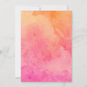 Modernes rosa korallenrotes Aquarell ombre erster Einladung (Rückseite)