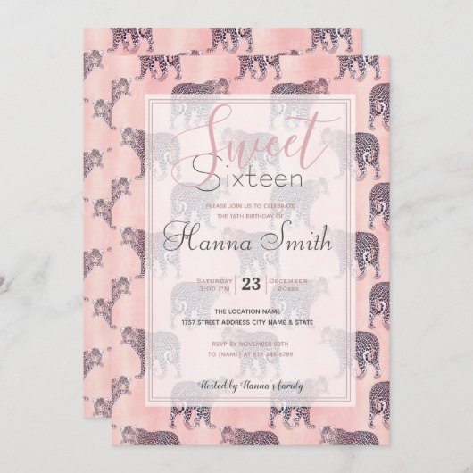 Modernes rosa Leopard-Tiermuster (Vorne/Hinten)