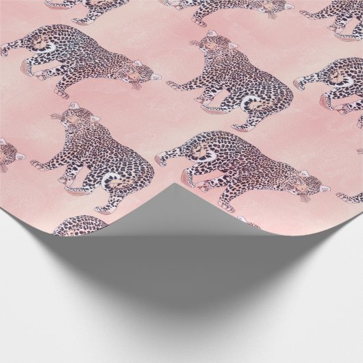 Modernes rosa Leopard-Tiermuster Geschenkpapier (Ecke)