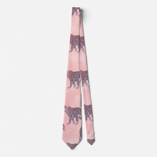 Modernes rosa Leopard-Tiermuster Krawatte (Vorderseite)