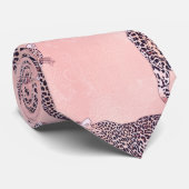 Modernes rosa Leopard-Tiermuster Krawatte (Gerollt)