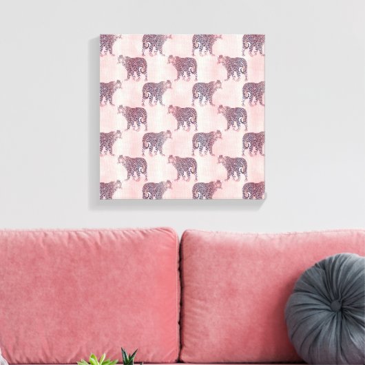 Modernes rosa Leopard-Tiermuster Leinwanddruck (Insitu (Wohnzimmer))